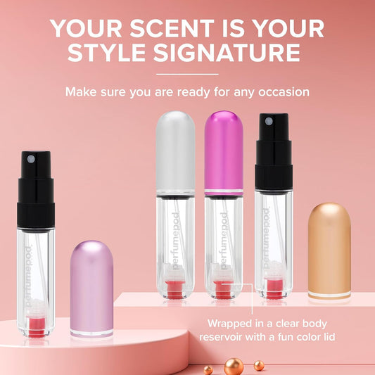 Travalo Pod Pure Duo Perfume Atomizers w/Pouch - Silver & Perfect Pink (2-Pack)