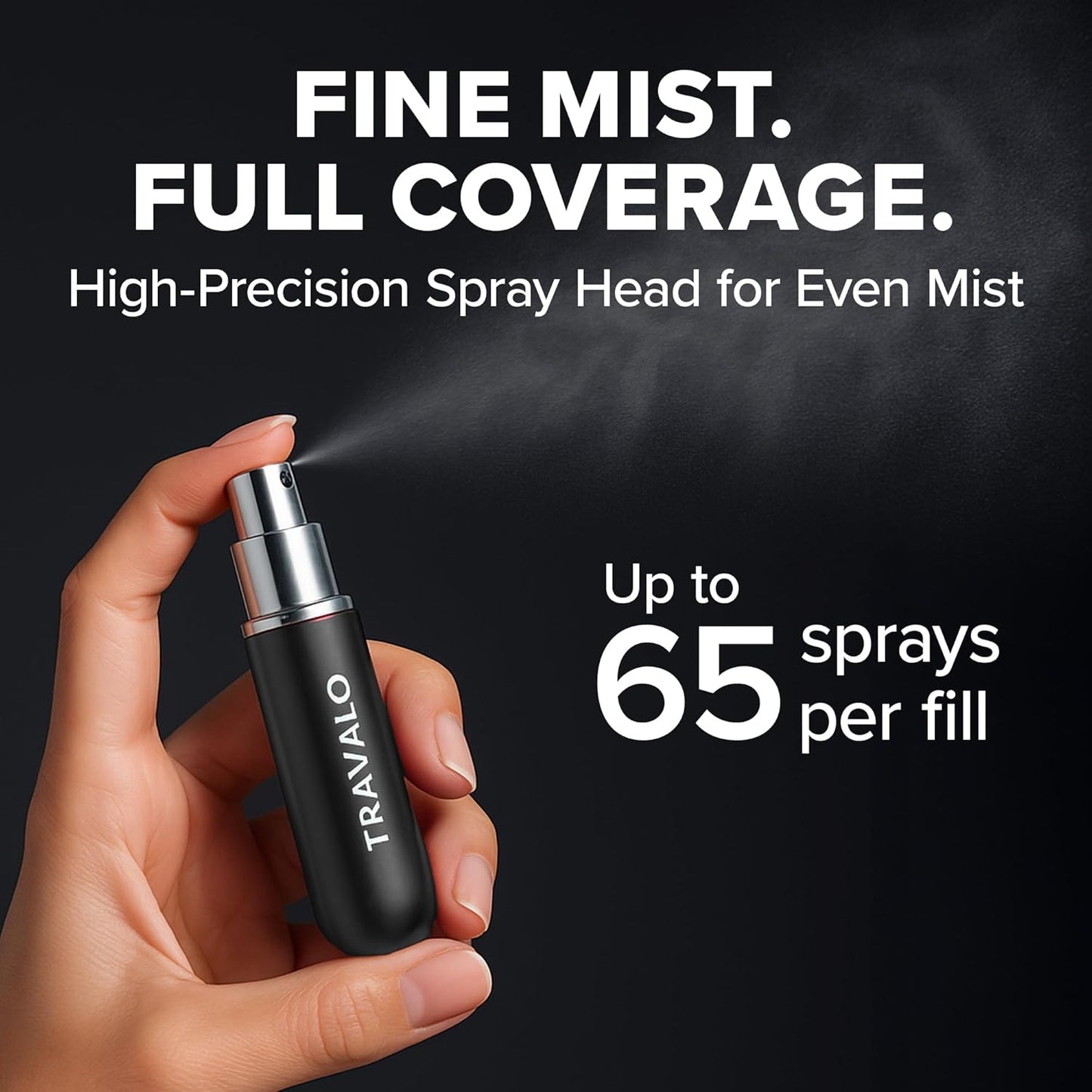 Travalo Classic HD Perfume Atomizer - Leak-Proof and TSA Approved for Air Travel - Reusable, Airtight, Easy-Fill Mini Pump Sprayer - Lightweight, Elegant Design w/Volume Window - Black 0.17oz