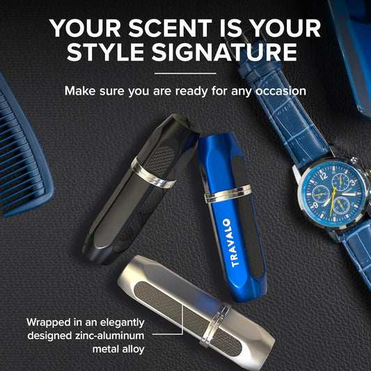 Travalo Vector Perfume Atomizer 3-Pack - Silver, Blue, Black